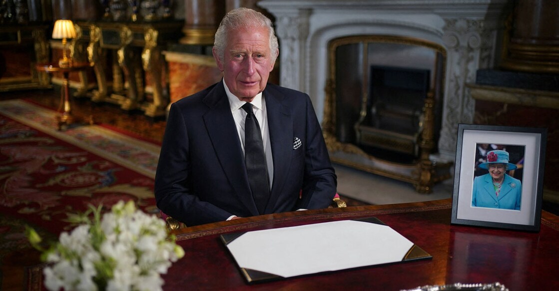 BRITAIN-ROYALS-QUEEN King Charles III delivers his address to the nation and the Commonwealth from Buckingham Palace, London, following the death of Queen Elizabeth II on Thursday. Photo: Reuters/ Yui Mok