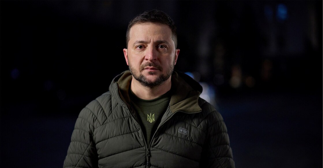 Ukraine's President Volodymyr Zelenskiy addresses Ukrainian people on the New Year eve, amid Russia's attack on Ukraine, in Kyiv, Ukraine, in this handout picture released December 31, 2022. Ukrainian Presidential Press Service/Handout via REUTERS