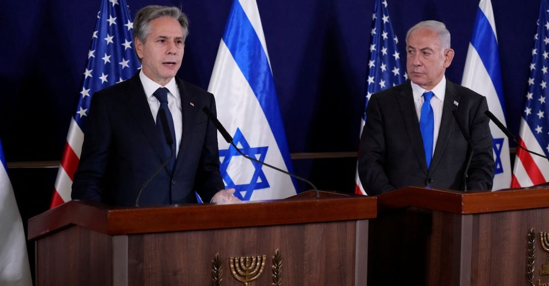 Ministry of Rural Development - 1 U.S. Secretary of State Antony Blinken and Israel’s Prime Minister Benjamin Netanyahu make statements to the media inside The Kirya, which houses the Israeli Ministry of Defense, after their meeting in Tel Aviv, Israel on Thursday. Photo: Reuters/Jacquelyn Martin