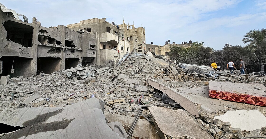 A view of the site where Palestinian houses were destroyed by Israeli strikes. Photo: Reuters
