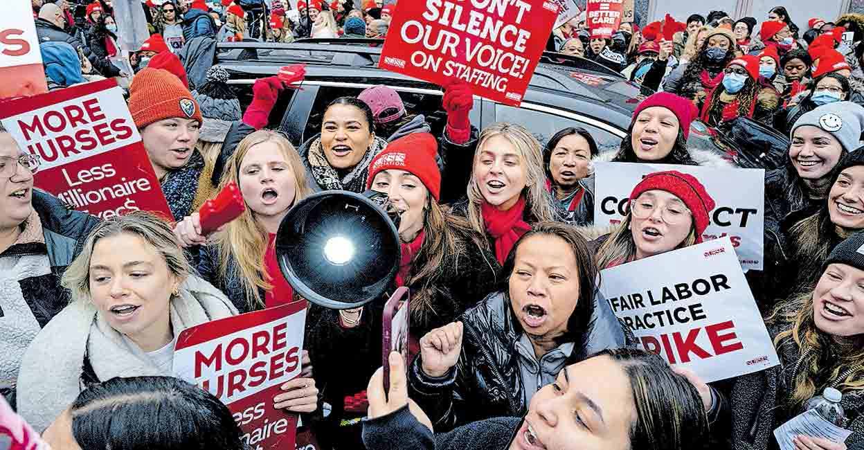 us-nurses-strike Nurses protest in Manhattan. File Photo: AFP