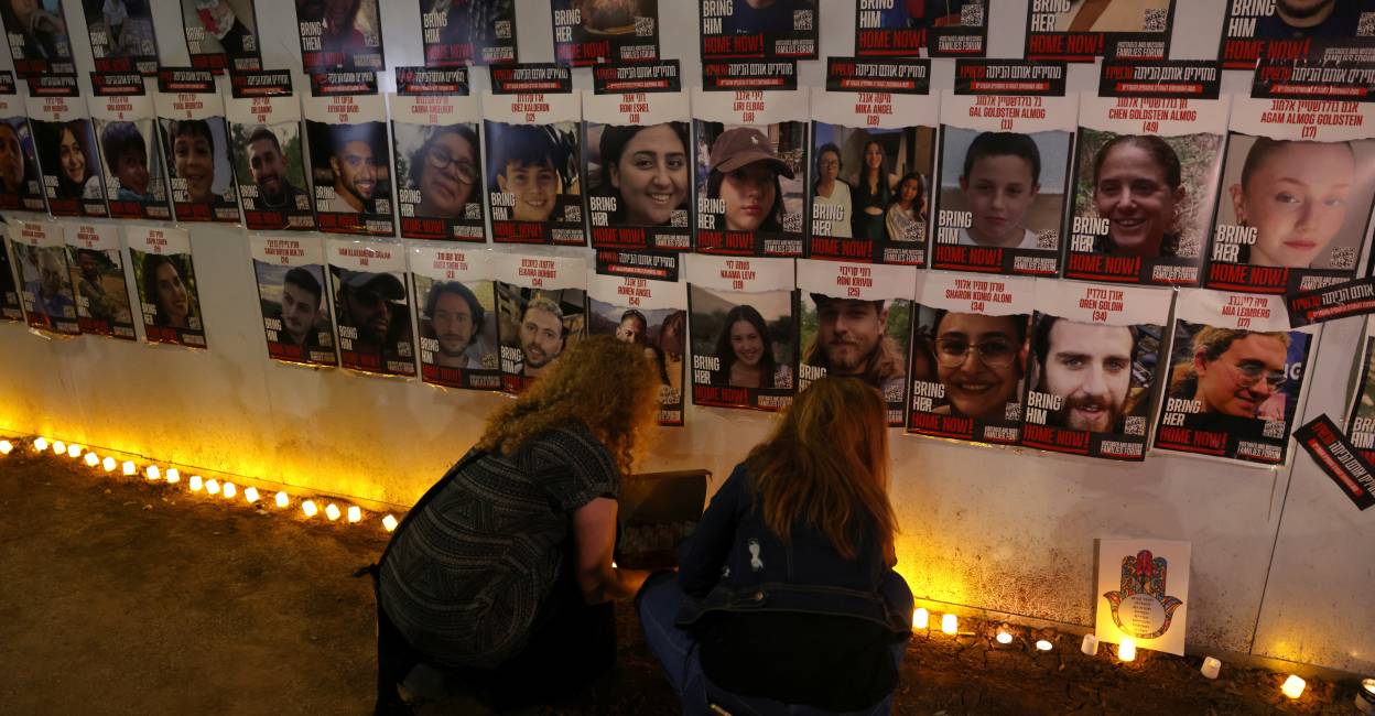 People attend a rally outside the Knesset, Israel's parliament, to put pressure on the government to secure the release of the hostages held by Palestinian Islamist group Hamas in Gaza, on the one-month anniversary of the October 7 attack by Hamas, in Jerusalem. Photo: Reuters