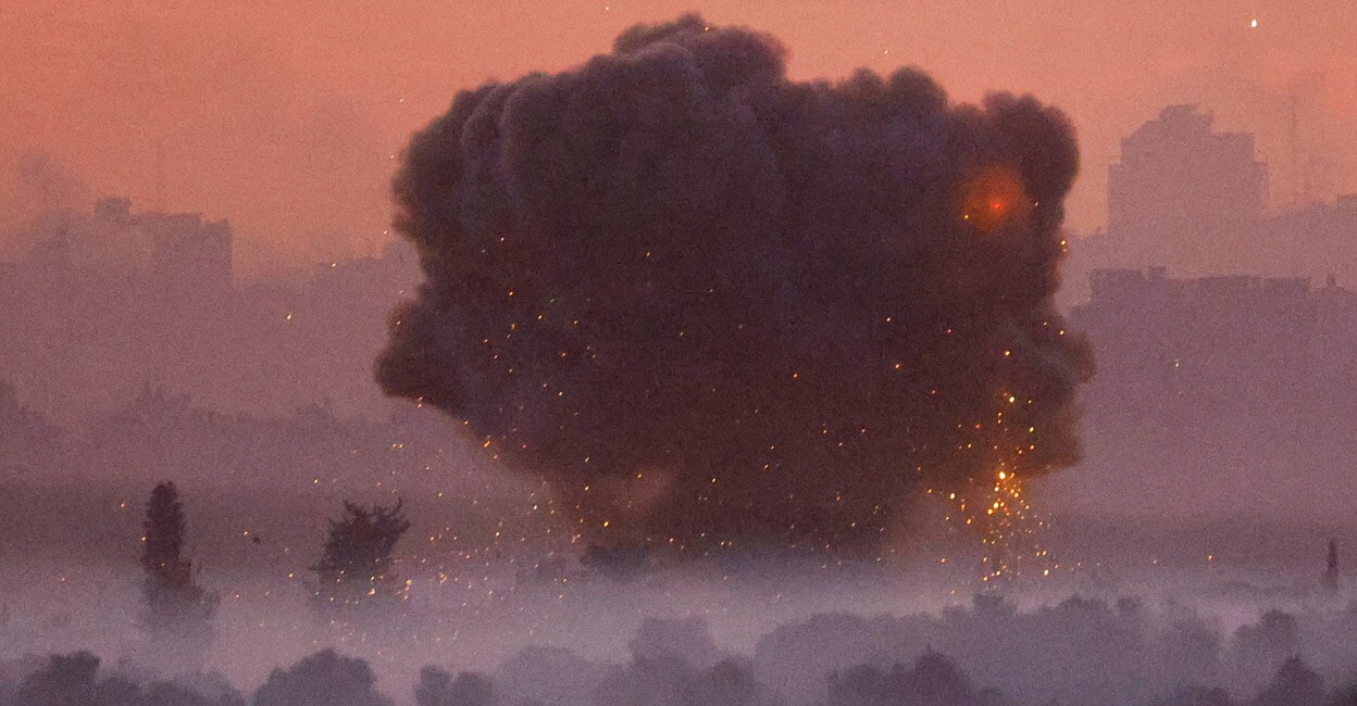 gaza-israeli-hostages-add3 Smoke rises after Israeli air strikes in Gaza, as seen from southern Israel, amid the ongoing conflict between Israel and the Palestinian group Hamas. Photo: REUTERS/Alexander Ermochenko