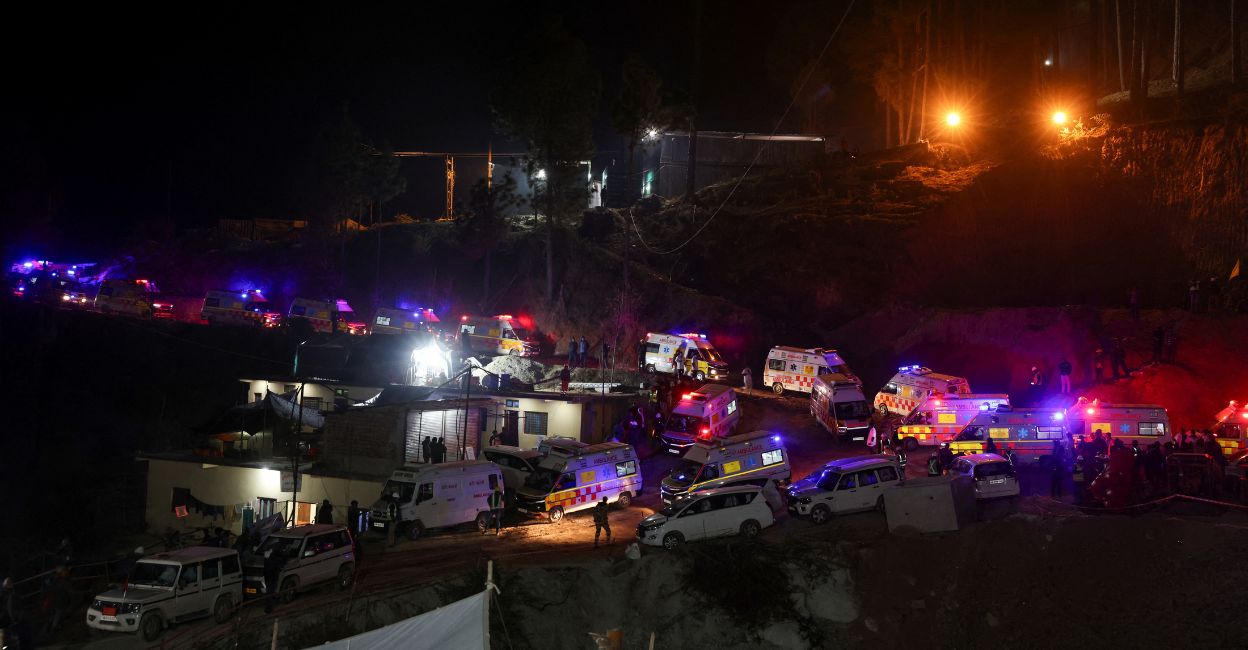 uttarkashi-tunnel-collapse Rescue operations at the site. Photo: Reuters/Francis Mascarenhas