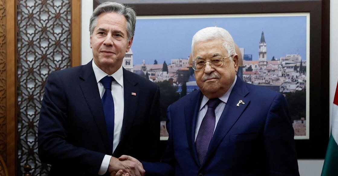 US Secretary of State Antony Blinken meets with Palestinian President Mahmoud Abbas at the Muqata in Ramallah in the Israeli-occupied West Bank, November 5, 2023. Photo: Reuters