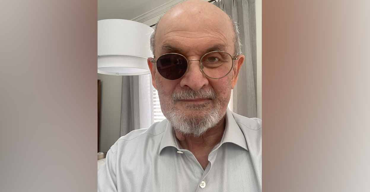 The writer said in a tweet that this was 'more prosaically' how he looks now. Photo: Twitter/ @SalmanRushdie