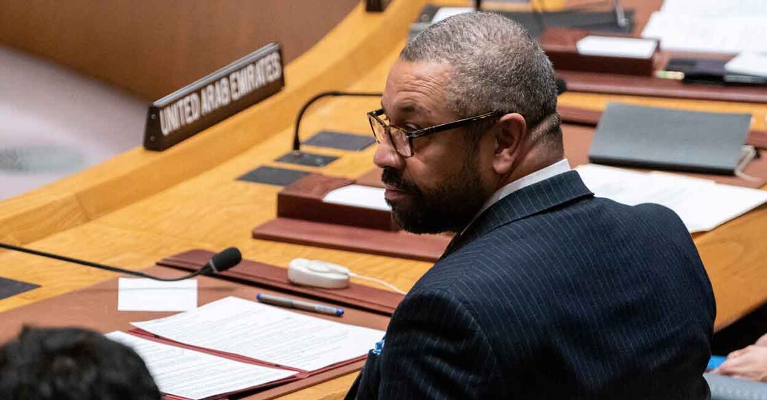 UKRAINE-CRISIS-ANNIVERSARY-UN British Secretary of State for Foreign, Commonwealth and Development Affairs James Cleverly, attends a United Nations Security Council meeting to mark one year since Russia invaded Ukraine, at U.N. headquarters in New York City, New York, U.S., February 24, 2023. Photo: Reuters/David Dee Delgado