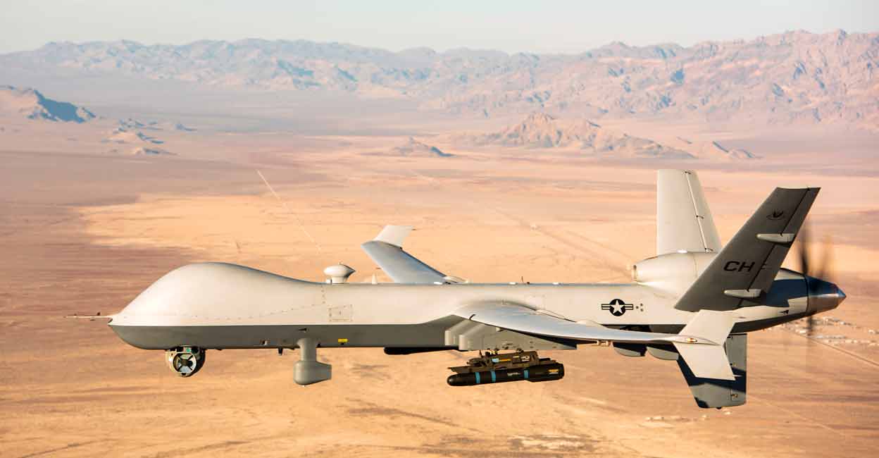In this file photo taken on November 07, 2020 This handout photo courtesy of the US Air Force obtained on November 7, 2020 shows an MQ-9 Reaper unmanned aerial vehicle (UAV or drone) flying over the Nevada Test and Training Range on January 14, 2020. File photo: AFP/ William Rosado/ US Air Force