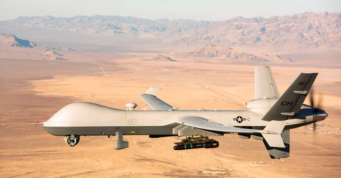 In this file photo taken on November 07, 2020 This handout photo courtesy of the US Air Force obtained on November 7, 2020 shows an MQ-9 Reaper unmanned aerial vehicle (UAV or drone) flying over the Nevada Test and Training Range on January 14, 2020. File photo: AFP/ William Rosado/ US Air Force