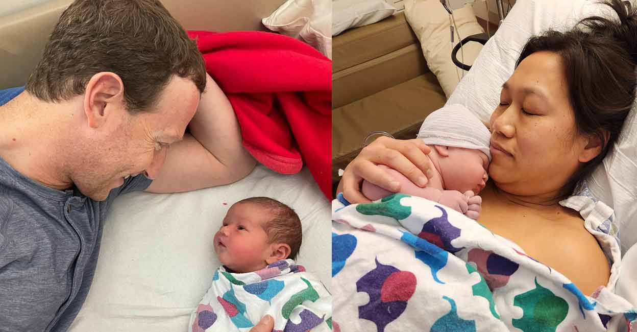 Photos shared by Mark Zuckerberg on Facebook announcing the arrival of Aurelia. 