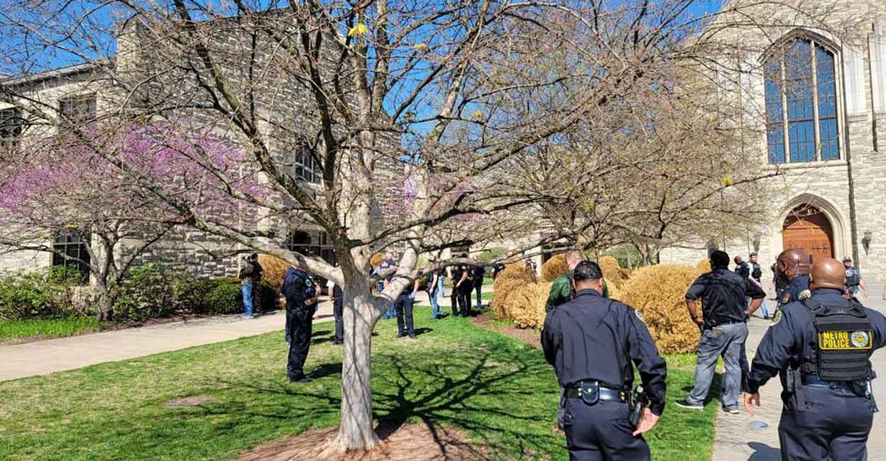 nashville-shooting-pd-pic A photograph shared by the Metropolitan Nashville Police Department shows the Covenant School where the shooting took place. Photo: Twitter/@MNPDNashville
