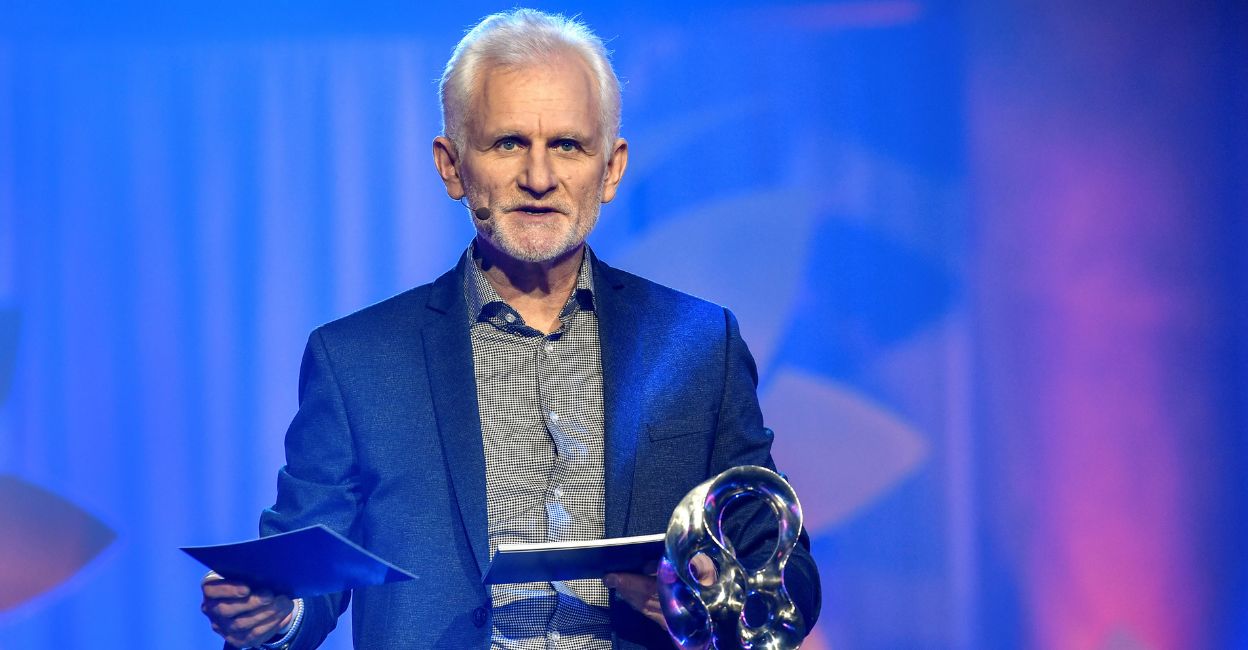 Human rights activist Ales Bialiatski, founder of the organisation Viasna (Belarus), receives the 2020 Right Livelihood Award at the digital award ceremony in Stockholm, Sweden December 3, 2020. Photo: Reuters