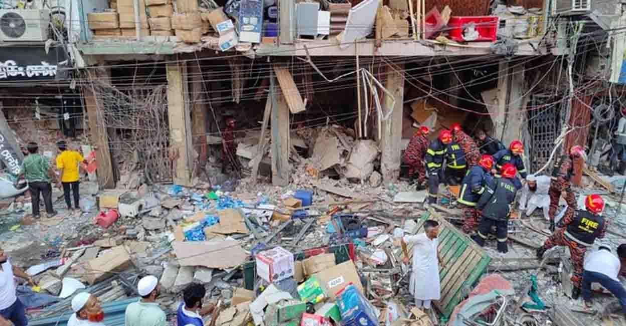 The damage caused by the explosion in Dhaka. Photo: Twitter/iindrojit