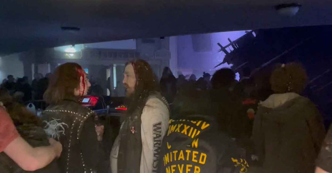 People react after the roof of Apollo Theatre collapses during a concert following severe storm, in Belvidere, Illinois, U.S. March 31, 2023 in this still image obtained from a social media video. Photo: Anthony Nicosia/via Reuters