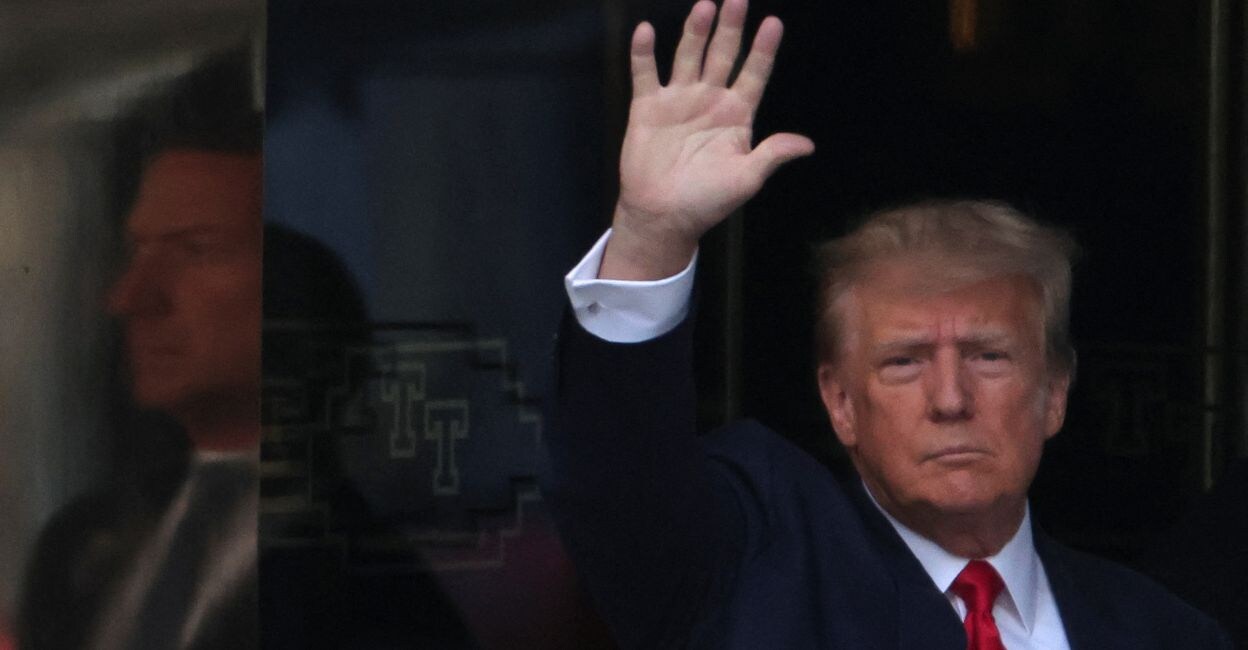 Former US President Donald Trump departs from Trump Tower on the day of Trump's planned court appearance after his indictment by a Manhattan grand jury, April 4, 2023. Photo: Reuters