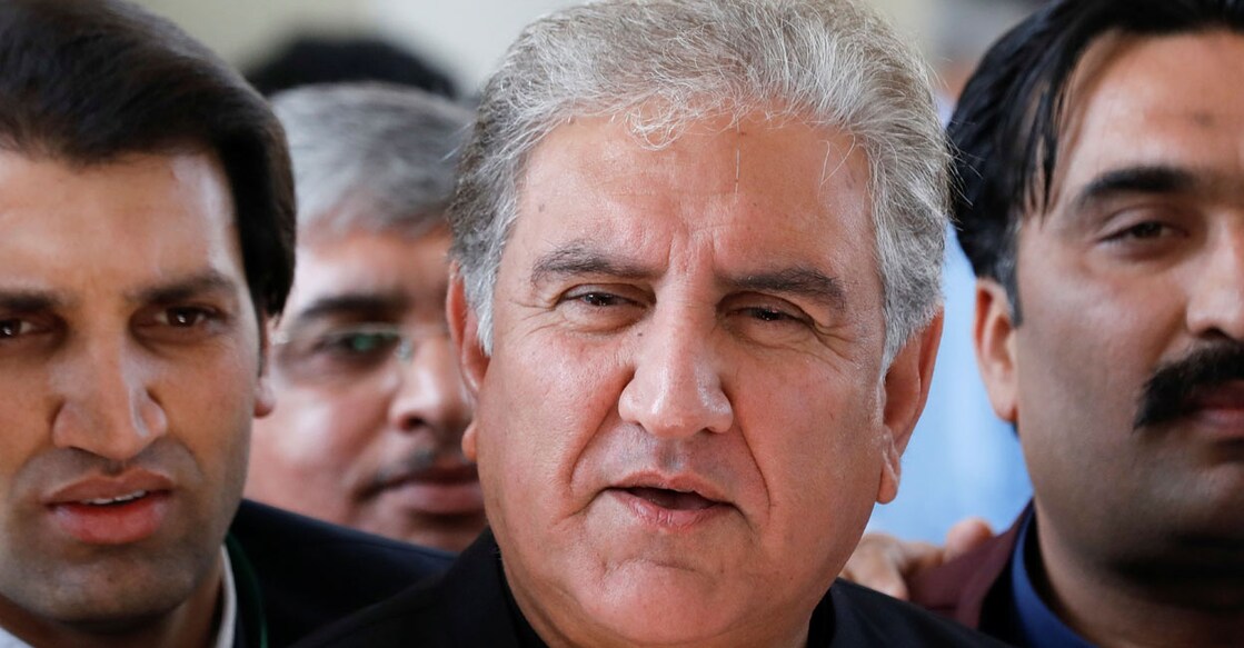 Pakistan's Former Foreign Minister Shah Mahmood Qureshi speaks with the media after the proceedings at the Supreme Court in Islamabad : Reuters