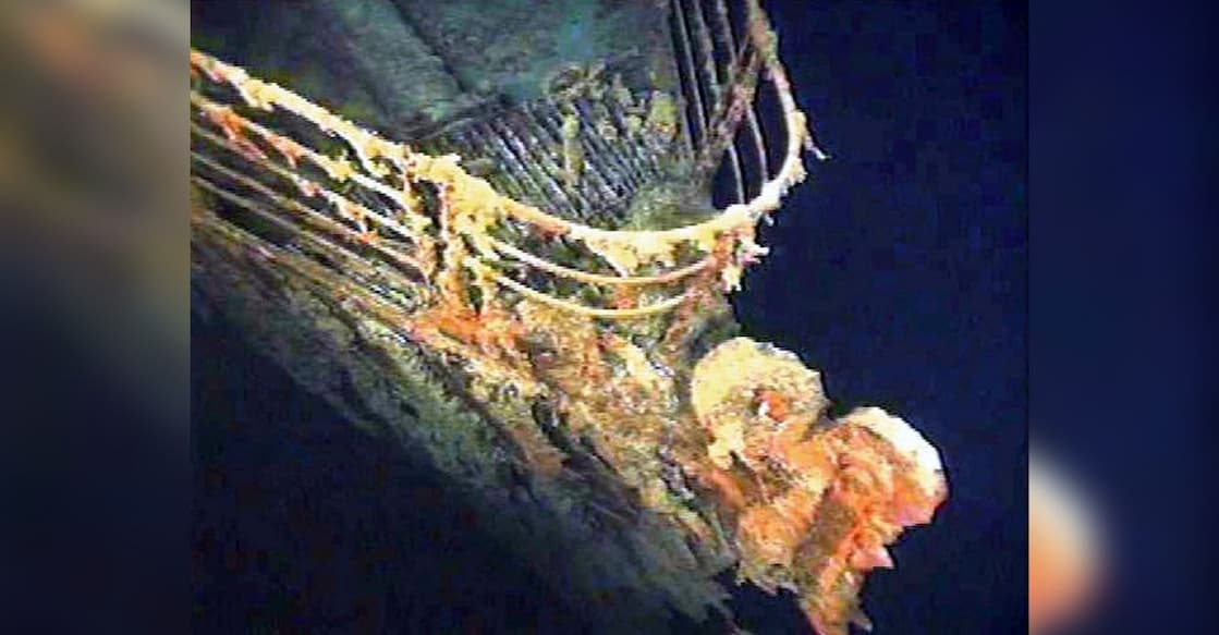 The port bow railing of the Titanic lies in 12,600 feet of water about 400 miles east of Nova Scotia as photographed earlier this month as part of a joint scientific and recovery expedition sponsored by the Discovery Channel and RMS Titanic. Photo: Reuters