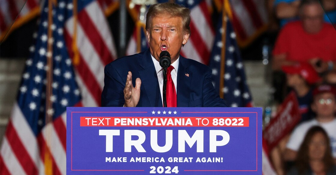 trump-main Former US President and Republican presidential candidate Donald Trump speaks during a campaign rally in Erie, Pennsylvania, US, July 29, 2023. Photo: REUTERS/Lindsay DeDario/File Photo