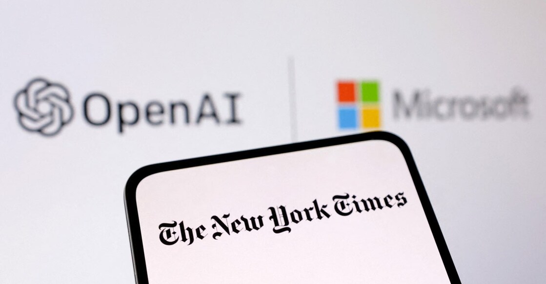 Logos of OpenAI, Microsoft and The New York Times. Photo: Reuters