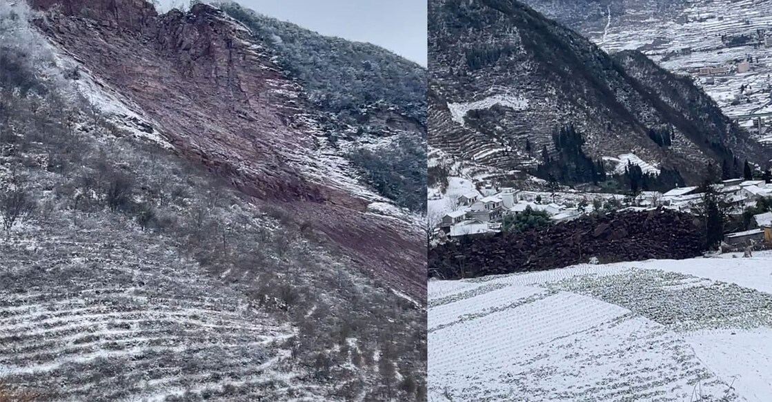 Earth from a landslide covers an area in Liangshui Village, Zhaotong City, Yunnan Province, China. Photo: Reuters. 