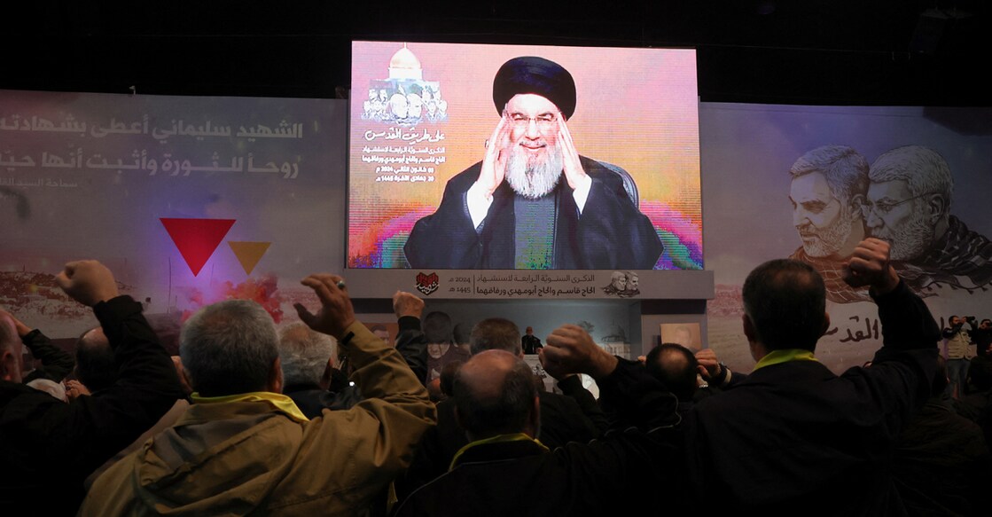 Lebanon's Hezbollah leader Sayyed Hassan Nasrallah addresses his supporters. Photo: Reuters