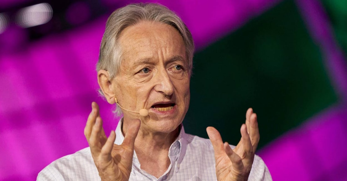 geoffrey-hinton-ls In this file photo taken on June 28, 2023, British-Canadian cognitive psychologist and computer scientist Geoffrey Hinton, known as the 'godfather of AI', speaks during the Collision Tech Conference at the Enercare Centre in Toronto, Ontario, Canada. Photo: AFP via PTI.