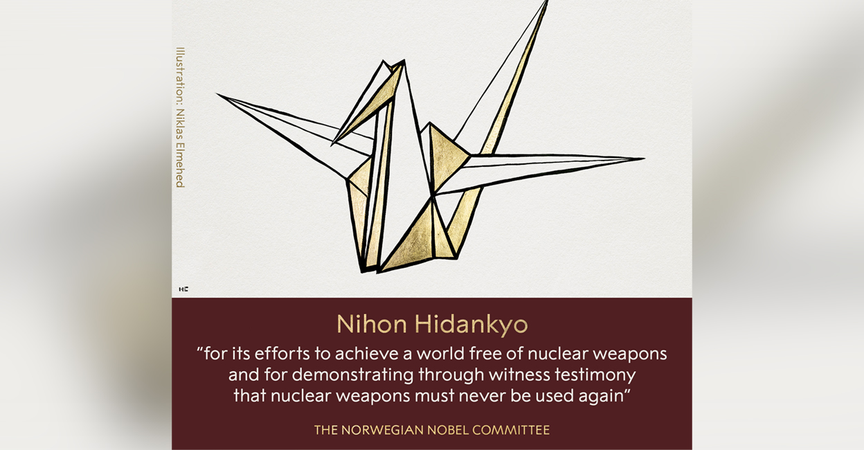 The grassroots movement of atomic bomb survivors, Hibakusha, is receiving the Peace Prize for its efforts to achieve a world free of nuclear weapons. Photo: @NobelPrize/X