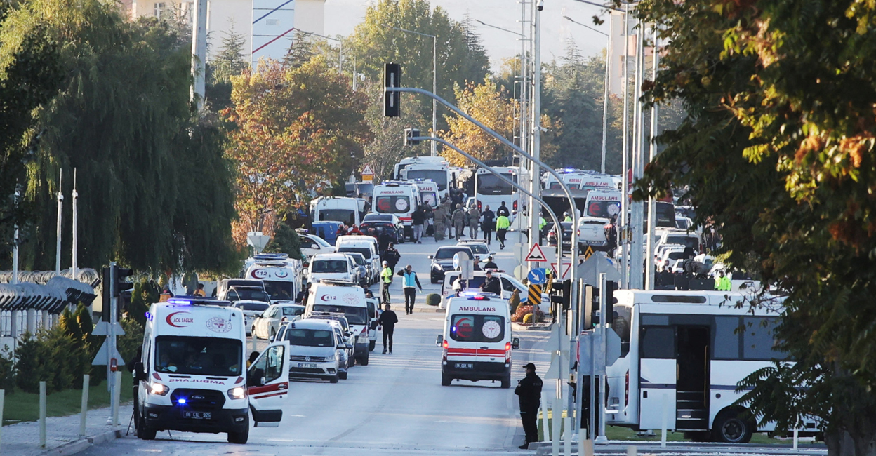 A general view of the entrance of the headquarters of Turkey's aviation company TUSAS, where three people were killed and five others wounded in an attack, near Kahramankazan, a town of Turkish capital Ankara, October 23, 2024. Photo: REUTERS