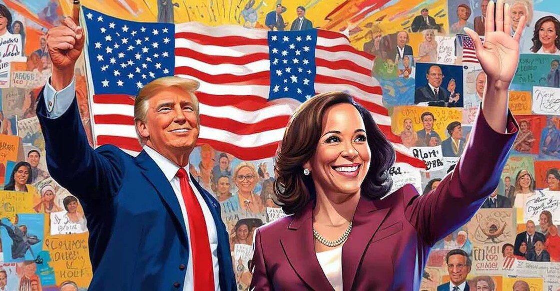 Donald Trump and Kamala Harris. AI Illustration/ Manorama Online. 