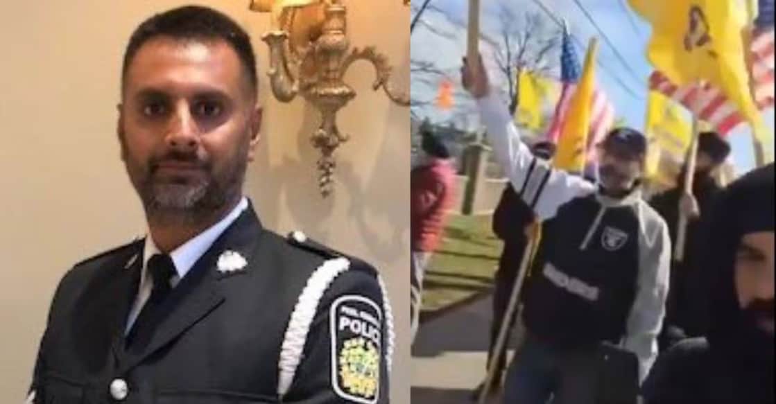 Harinder Sohi attending the pro-Khalistan protest. Photo: Manorama