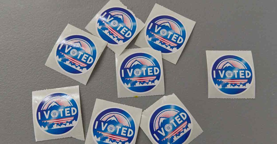 "I voted" stickers are seen during early voting for the 2024 presidential election at the Reno - Sparks Indian Colony in Reno, Nevada, on October 19, 2024. Photo: Alejandra Rubio / AFP