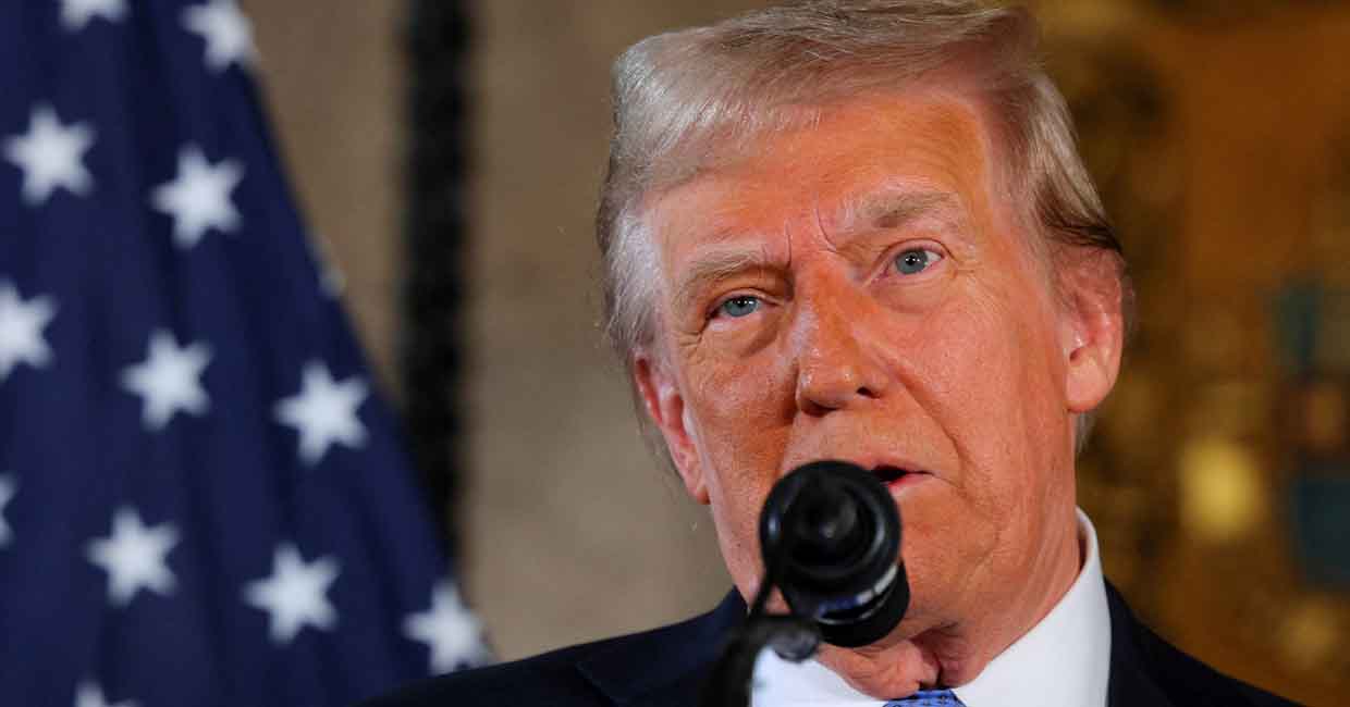 FILE PHOTO: U.S. President-elect Donald Trump delivers remarks at Mar-a-Lago in Palm Beach, Florida, U.S., December 16, 2024. REUTERS/Brian Snyder/File Photo