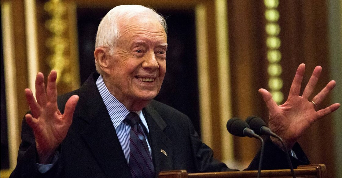 Jimmy Carter delivers a lecture on the eradication of the Guinea worm, at the House of Lords in London, Britain February 3, 2016. File Photo: Reuters. 