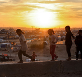 children-conflict-area-onm A child growing up in a conflict zone is far more likely to be out of school, malnourished, or forced from their home. Photo: AFP