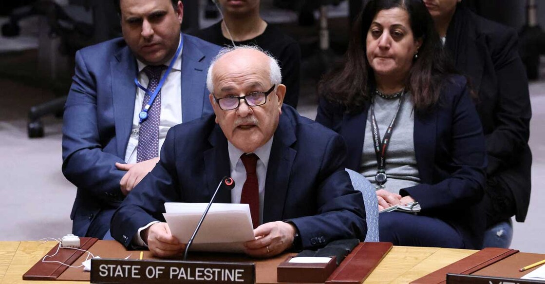 Palestinian Ambassador to the United Nations Riyad Mansour addresses the Security Council on the day of a vote on a Gaza resolution that demands an immediate ceasefire for the month of Ramadan leading to a permanent sustainable ceasefire, and the immediate and unconditional release of all hostages, at UN headquarters in New York City on March 25, 2024. Photo: Reuters/Andrew Kelly
