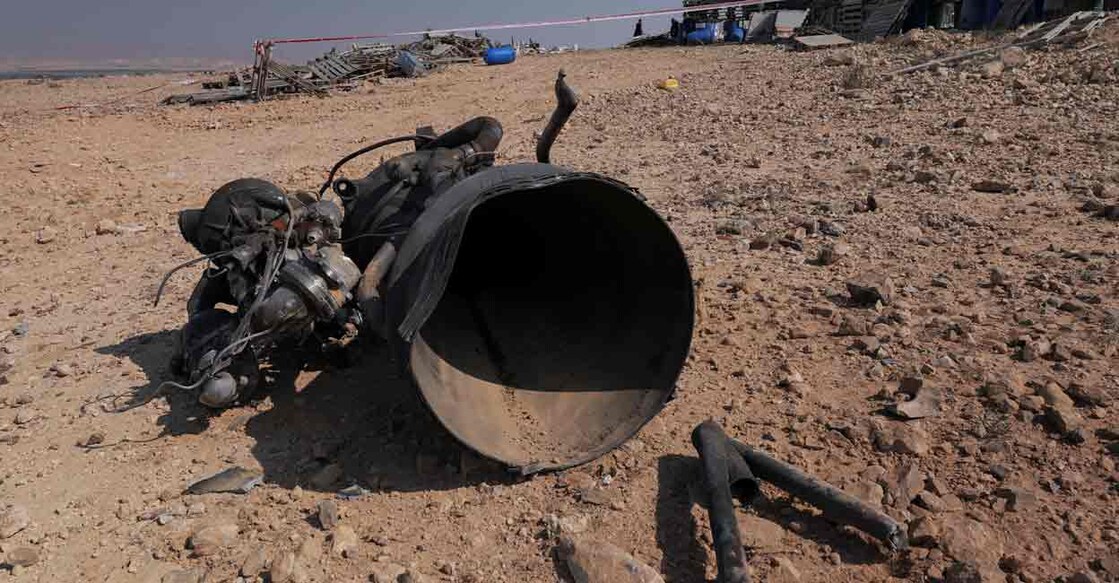 The remains of a rocket booster after Iran launched drones and missiles towards Israel, near Arad, Israel, April 14, 2024. Photo: REUTERS/Christophe van der Perre