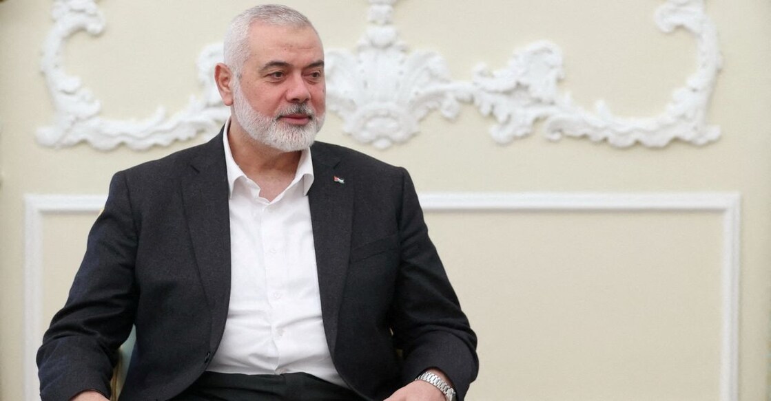 Palestinian group Hamas' top leader, Ismail Haniyeh meets with Iranian President Ebrahim Raisi (not pictured) in Tehran, Iran March 27, 2024. Photo: Iran's Presidency/West Asia News Agency/Handout via Reuters