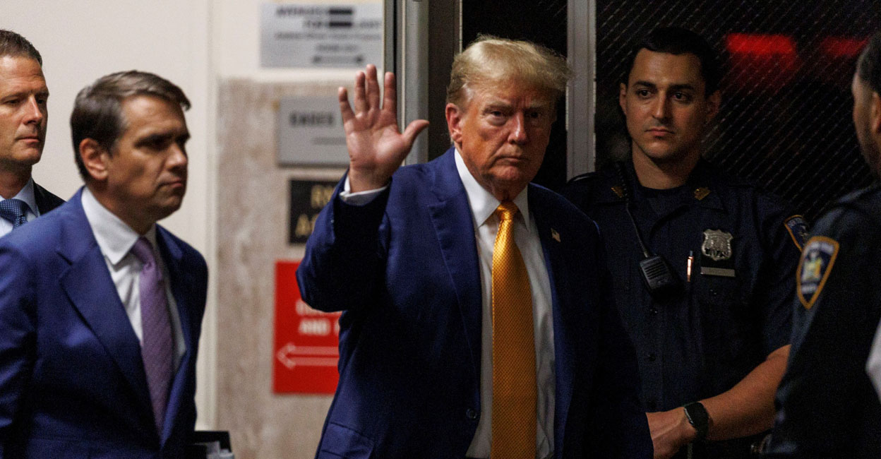 USA-TRUMP-NEW-YORK Republican presidential candidate and former US President Donald Trump walks, as his criminal trial over charges that he falsified business records to conceal money paid to silence porn star Stormy Daniels in 2016 continues, in New York City on May 7, 2024. Photo: Reuters/David Dee Delgado