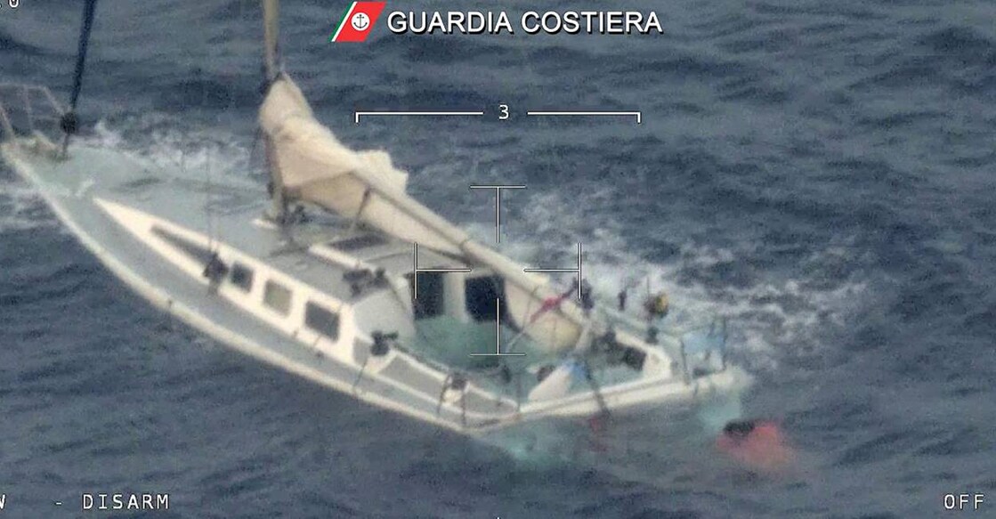 Photo of the sailboat met with the accident. Photo: Handout / GUARDIA COSTIERA / AFP
