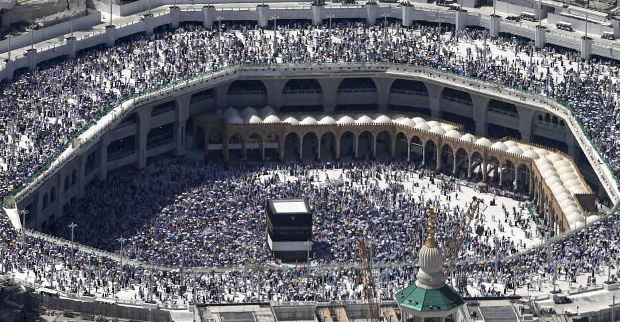 An aerial view shows Mecca's Grand Mosque with the Kaaba, Islam's holiest site in the centre on June 17, 2024, during the annual hajj pilgrimage. Photo: AFP