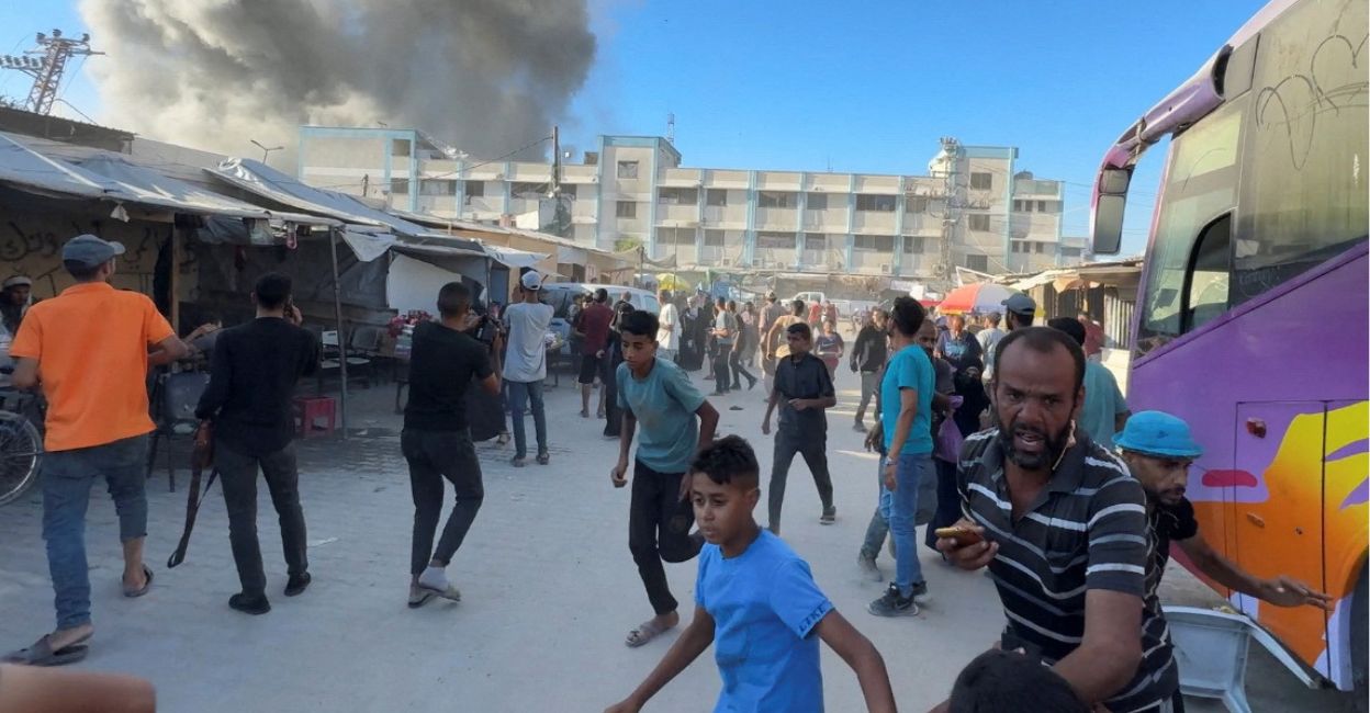 Untitled design - 1 Palestinians react, following an Israeli strike in Khan Younis. Photo: Reuters/Mohammed Salem