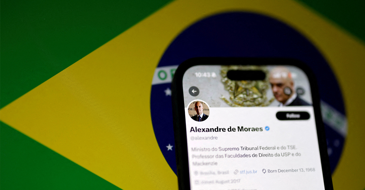 x brazil The X account of Brazil's Supreme Court Justice Alexandre de Moraes is seen on a mobile screen in this illustration taken August 30, 2024. REUTERS/Jorge Silva.
