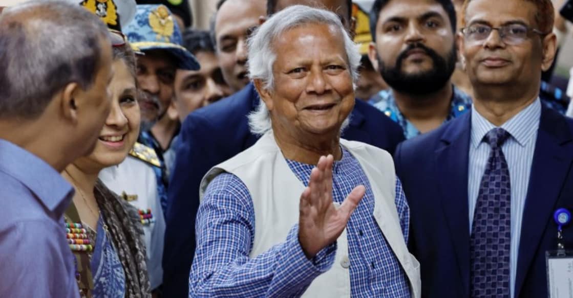 muhammad-yunus.jpg Nobel laureate Muhammad Yunus arrives at the Hazarat Shahjalal International Airport, in Dhaka, Bangladesh, on August 8, 2024. Photo: Reuters/Mohammad Ponir Hossain