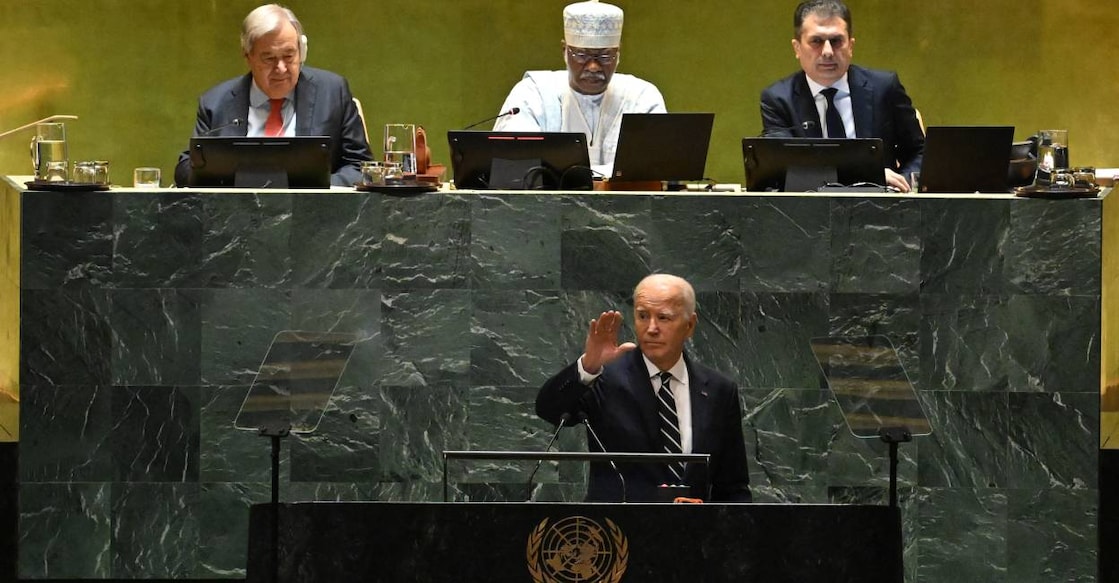 US President Joe Biden waves after speaking during the 79th Session of the United Nations General Assembly at the United Nations headquarters in New York. Photo: AFP