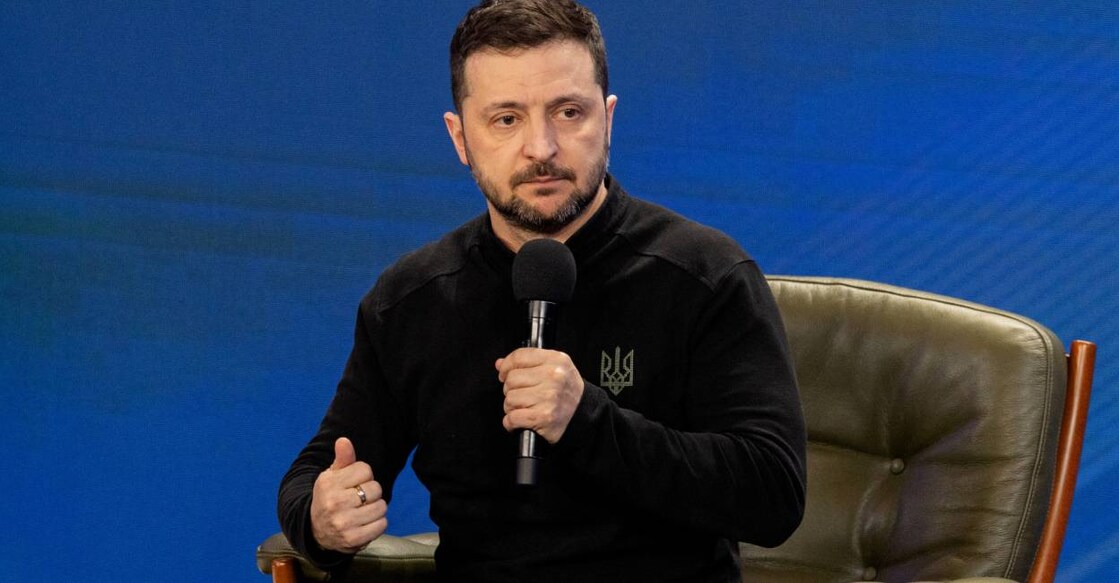 Ukraine's President Volodymyr Zelensky speaks during a joint press conference. Photo: AFP
