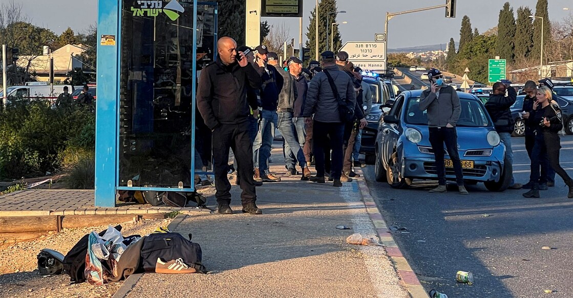 Israeli police work at the scene of a suspected ramming attack, according to local media, near Pardes Hanna Karkur, in Israel. Photo: Reuters/Miro Maman