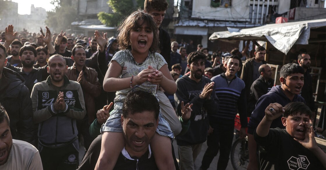 Palestinians take part in an anti-Hamas protest, calling for an end to the war with Israel, in Beit Lahia in the northern Gaza Strip on March 26, 2025. File Photo: AFP