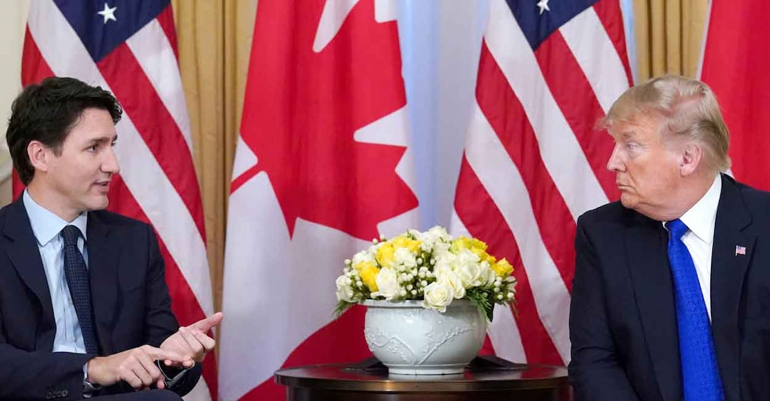 NATO-SUMMIT US President Donald Trump and Canada's Prime Minister Justin Trudeau hold a meeting ahead of the NATO summit in Watford, in London, Britain, December 3, 2019. File Photo: REUTERS/Kevin Lamarque