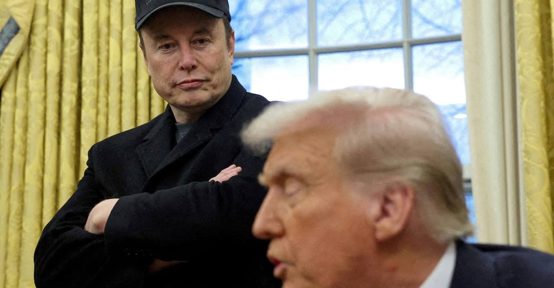 Elon Musk listens to US President Donald Trump speak in the Oval Office of the White House in Washington, DC, US, February 11, 2025. Photo: Reuters. 