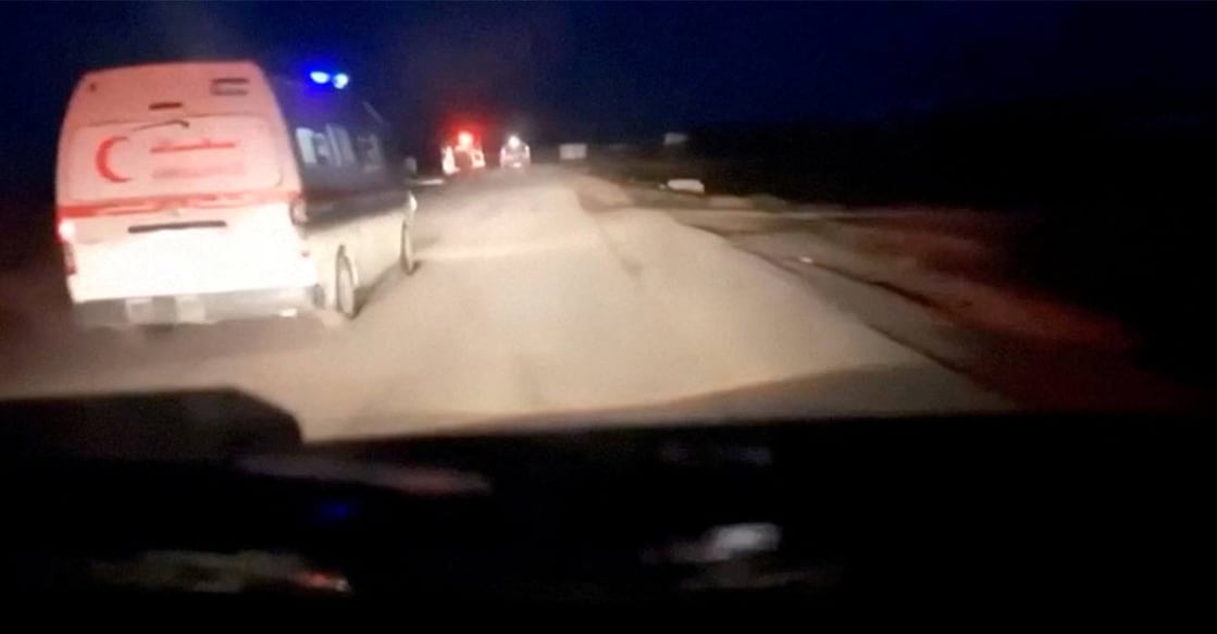 A screenshot taken from a video published by the Palestinian Red Crescent and obtained from cellphone of killed paramedic, shows the last moments during the incident in which aid workers were killed in Israeli fire, according to the Palestinian Red Crescent, in the southern Gaza Strip, March 23, 2025. Photo: Reuters. 
